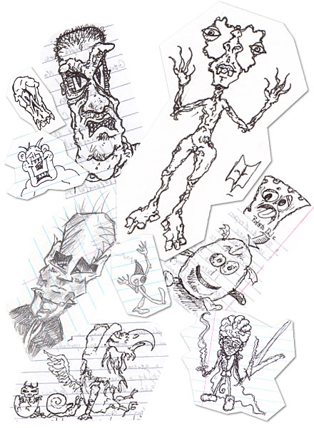 Humor, Horror, and Heavy Metal: More Doodles. Weird monsters and a Potato Dude.