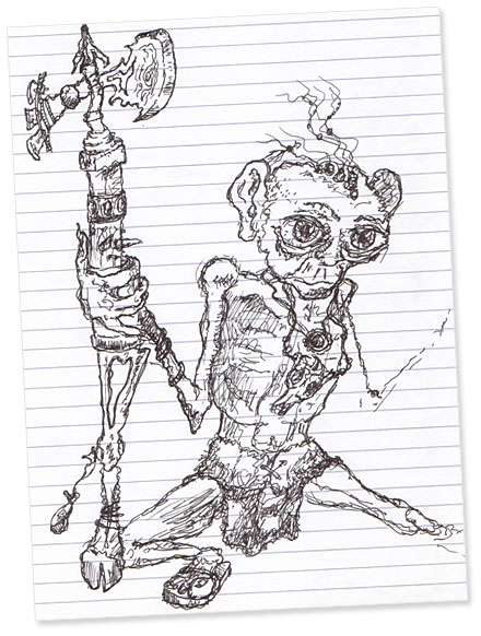 Humor, Horror, and Heavy Metal: This is a Shaman Dude I drew when I couldn't listen ANY MORE to one of the lectures in class. Off to Doodle World I Didst goooooo.