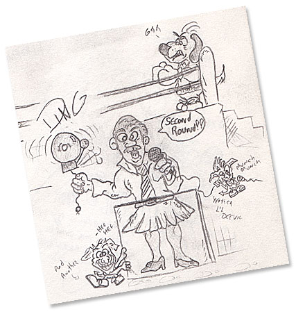 Humor, Horror, and Heavy Metal: Dog Fight and notice the Lil' Deevils. How cute, yet mischievous. DING. Time for a Second Round... of wackiness.