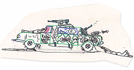 Humor, Horror, and Heavy Metal: Kamikaze Kar. This Kar is Krazy, Kickin', and just plan Kool. Every car should have rocket launchers and gun turret options. I'd buy 'em for my Cavalier.