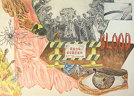 Humor, Horror, and Heavy Metal: This is the Road Closed project I made in Highschool. Dead things, blood, grave, fire, and all that fun.